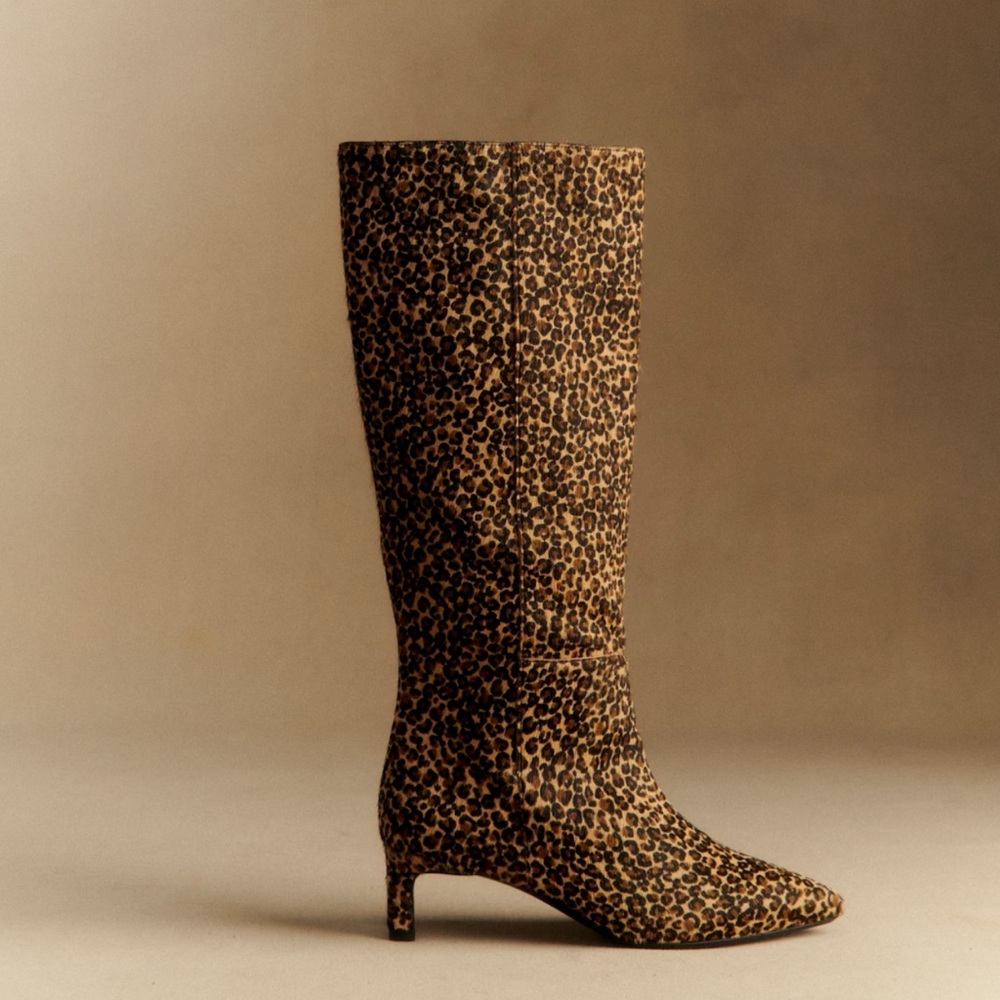 Sezane Leopard Knee Boots US10